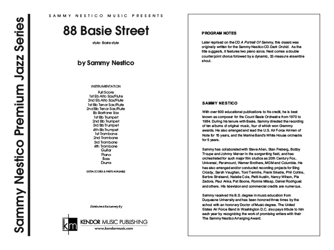 Kendor Music 88 Basie Street partitura full score swing