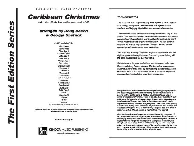 Kendor Music Caribbean Christmas partitura full score latin