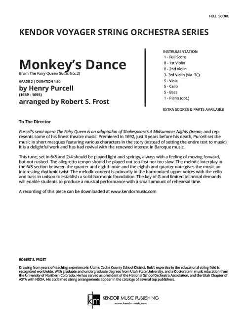 Kendor Music Monkey’s Dance noty full score G dur