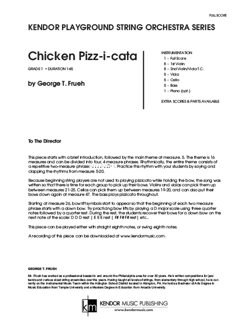 Kendor Music Chicken Pizz-i-cata noty smyčce D dur