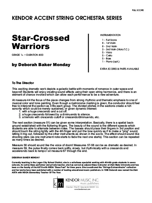 Kendor Music Star-Crossed Warriors partitura full score pro smyčce