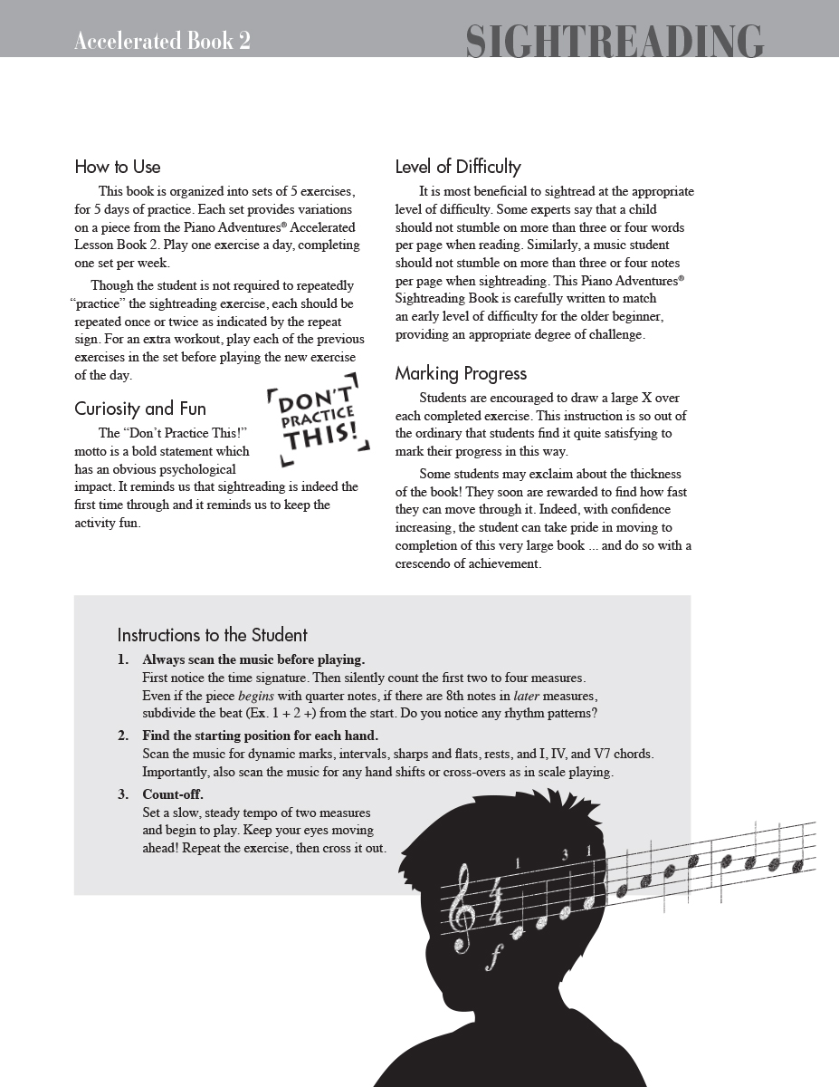 Faber Accelerated Piano Adventures Sightreading Book 2 noty na klavír