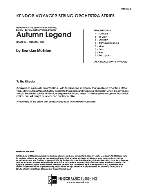 Kendor Music Autumn Legend noty partitura Full Score podzimní
