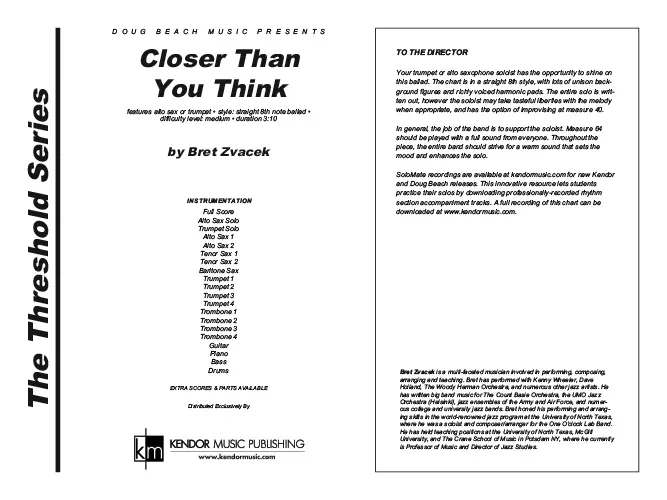 Kendor Music Closer Than You Think partitura balada