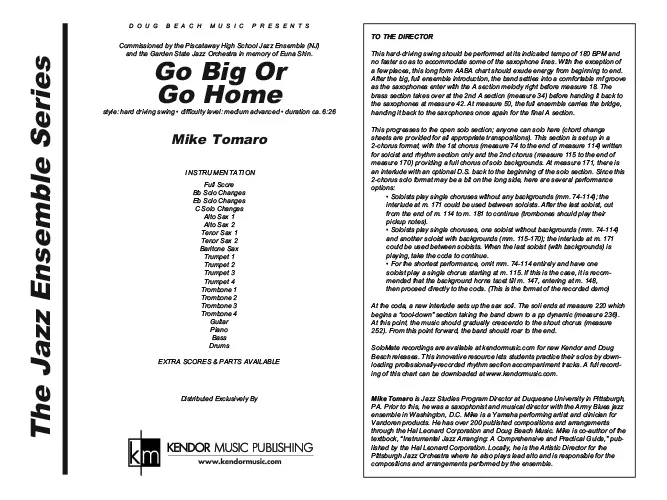 Kendor Music Go Big Or Go Home partitura Full Score swing