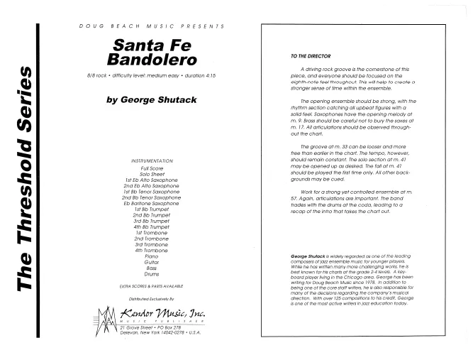 Kendor Music Santa Fe Bandolero partitura 8/8 rock