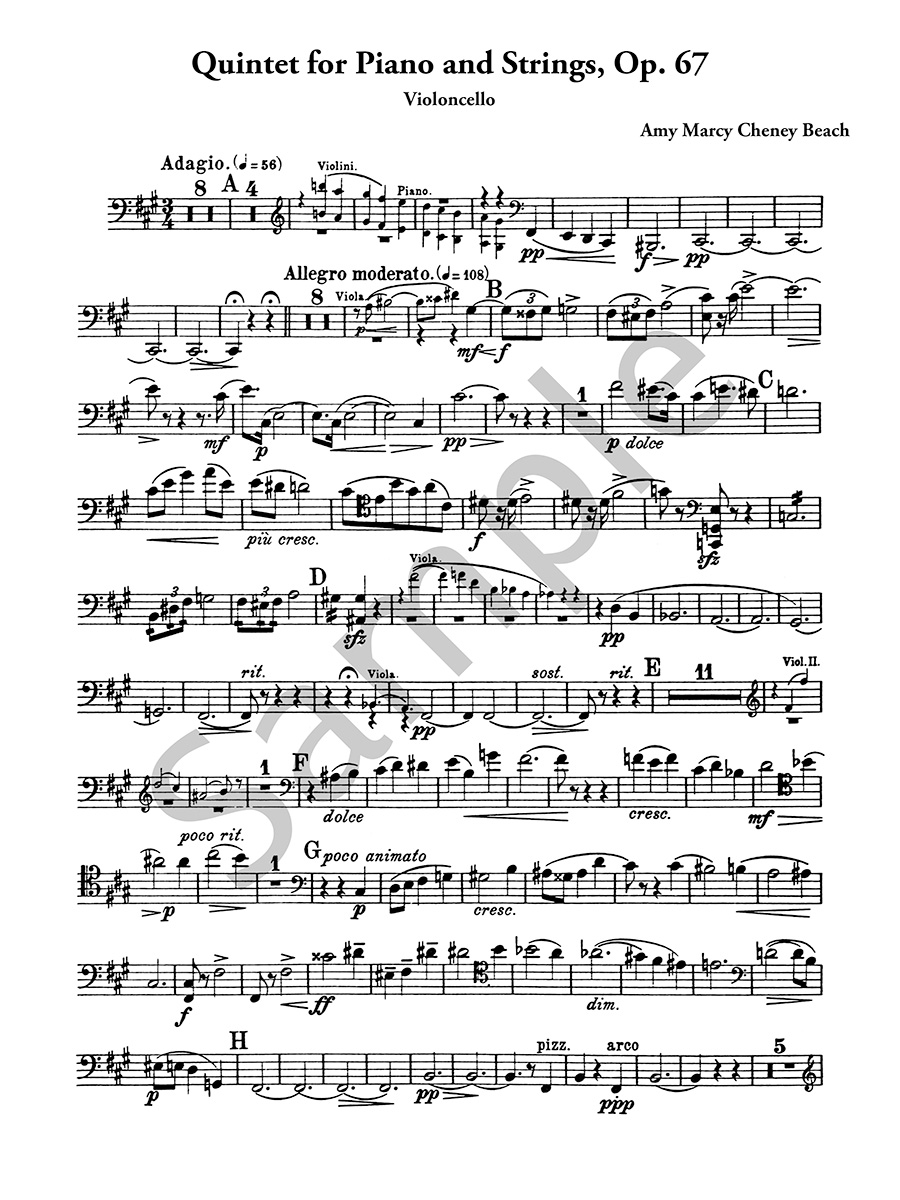 Hildegard Publishing Company Quintet Op. 67 partitura Amy Beach