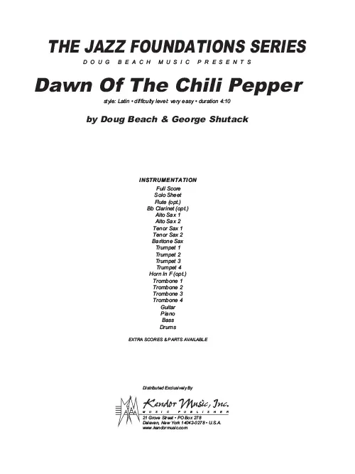 Kendor Music Dawn Of The Chili Pepper partitura latin