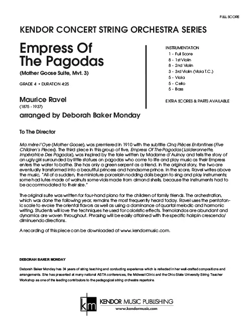 Kendor Music Empress Of The Pagodas partitura smyčcový orchestr