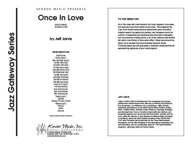 Kendor Music Once In Love partitura Full Score balada