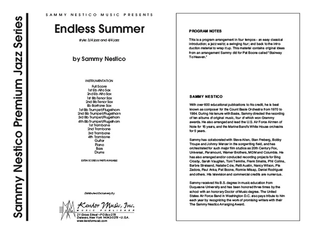 Kendor Music Endless Summer partitura Full Score jazz