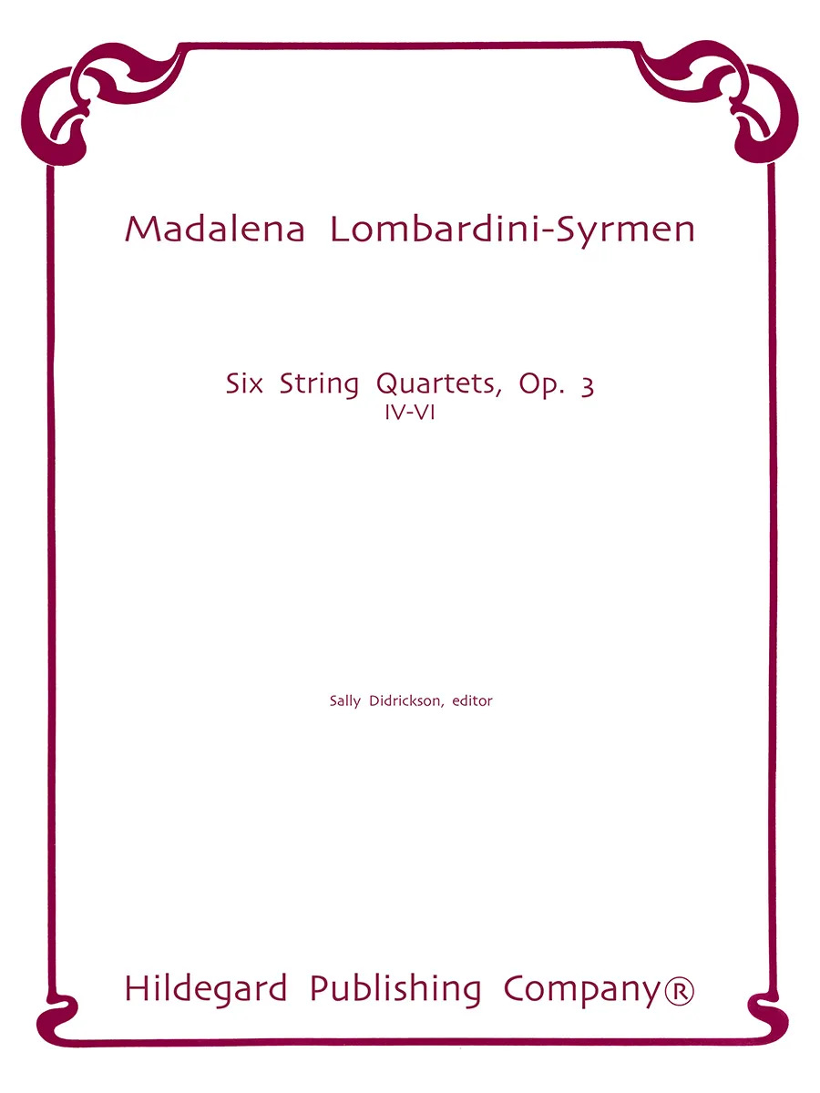 Hildegard Publishing Six String Quartets Op.3 Lombardini partitura