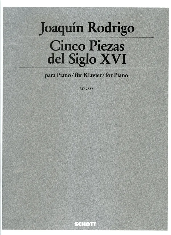 Ediciones Joaquín Rodrigo Cinco piezas del siglo XVI noty klavír