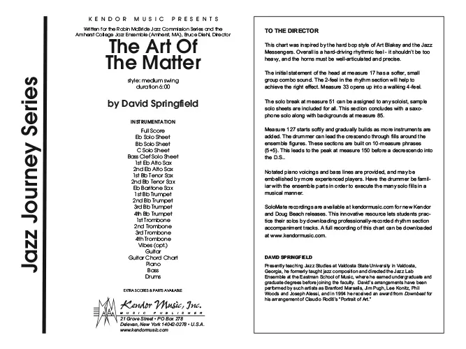 Kendor Music The Art Of The Matter partitura full score