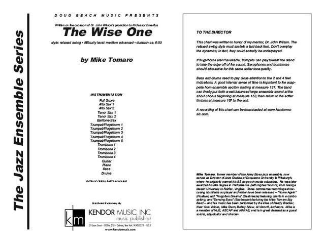 Kendor Music The Wise One partitura Full Score relaxed swing