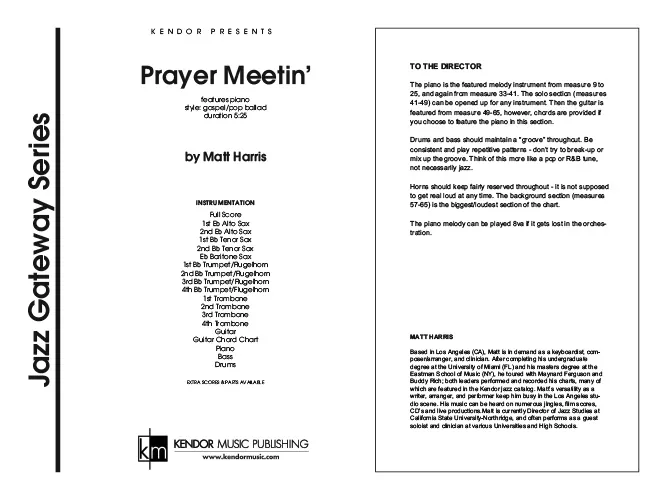 Kendor Music Prayer Meetin’ Full Score partitura gospel