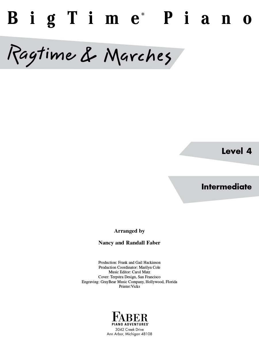 Faber BigTime Piano Ragtime Marches noty pro klavír