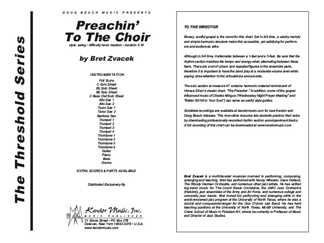 Kendor Music Preachin’ To The Choir partitura full score jazz waltz