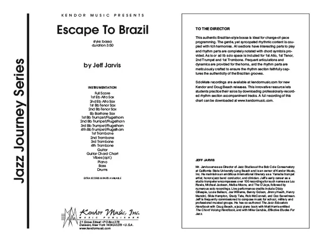 Kendor Music Escape To Brazil partitura bossa pro big band