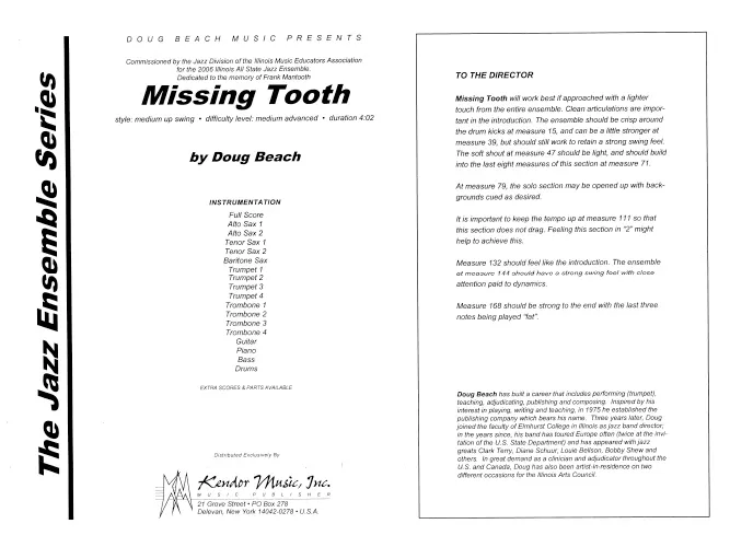 Kendor Music Missing Tooth partitura swing 4:02