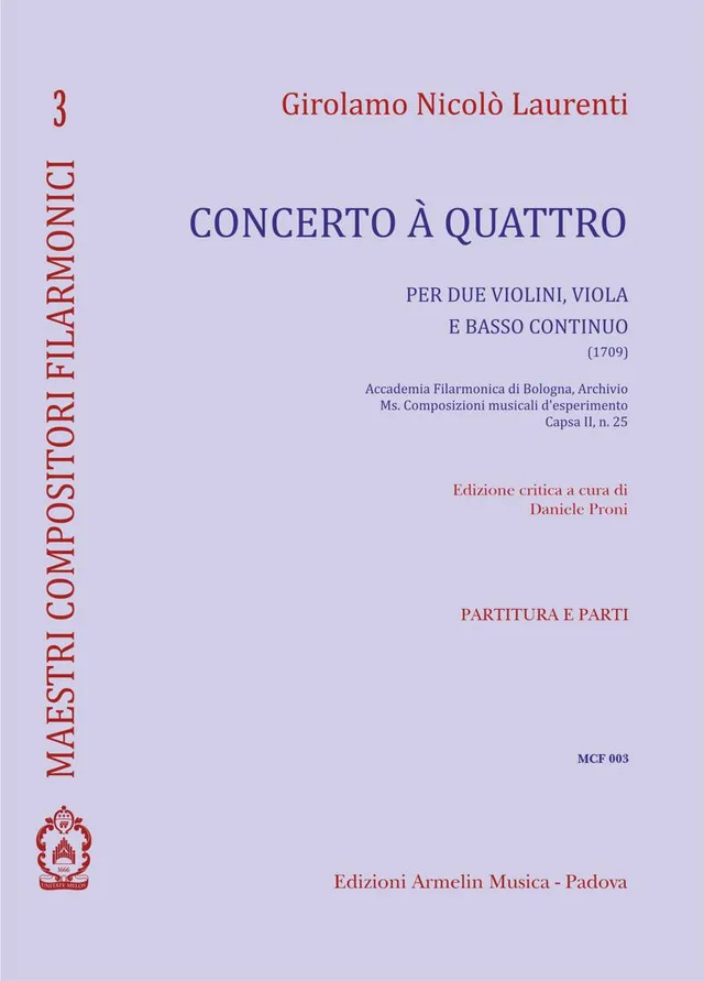 Armelin Musica Concerto à quattro 1709 noty partitura