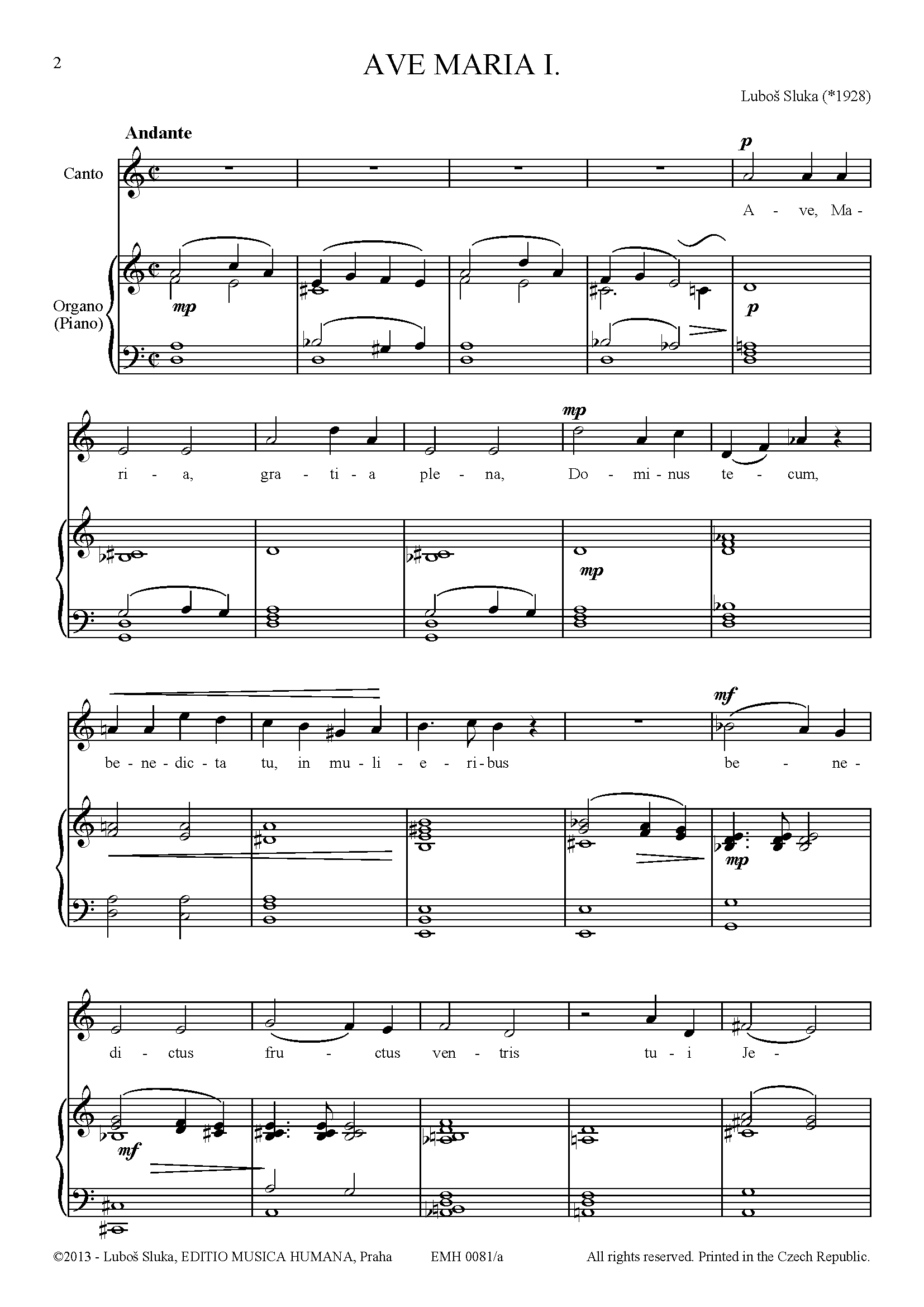 Editio Musica Humana 4 Ave Maria noty zpěv housle varhany 17 stran