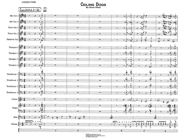 Kendor Music Ceiling Dogs Full Score partitura rock