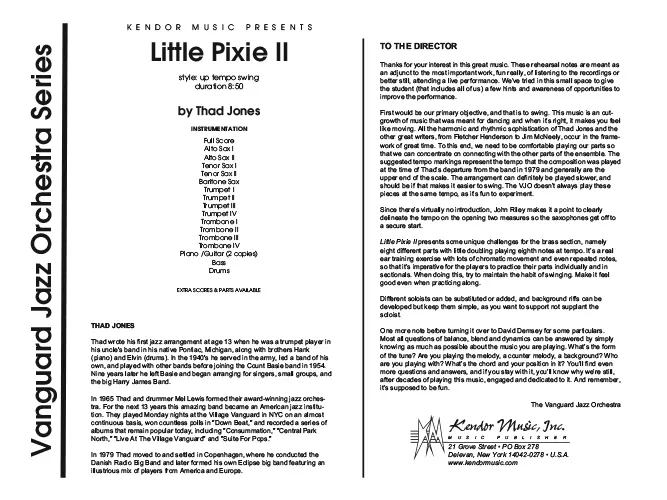 Kendor Music Little Pixie II partitura full score swing