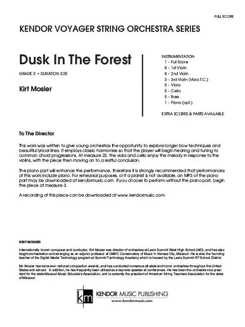 Kendor Music Dusk In The Forest partitura pro smyčcový orchestr