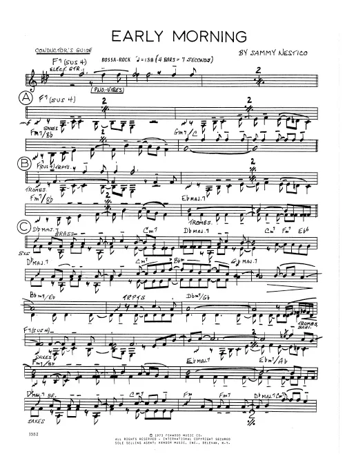 Kendor Music Early Morning Full Score partitura bossa