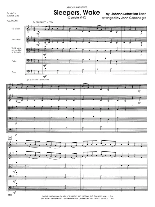 Kendor Music Sleepers, Wake partitura pro smyčcový orchestr