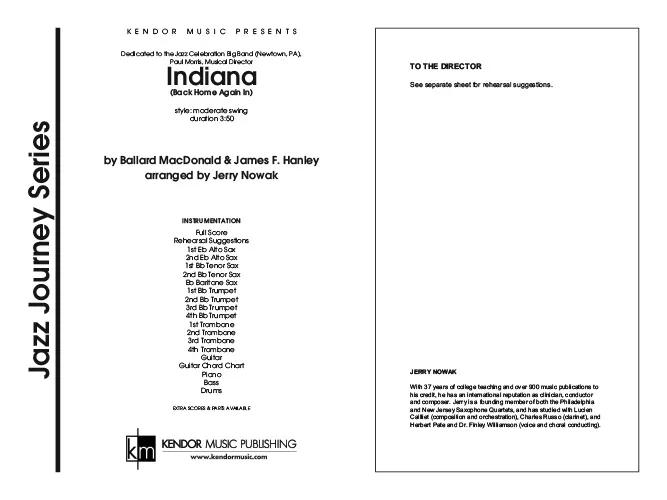 Kendor Music Indiana partitura pro big band swing