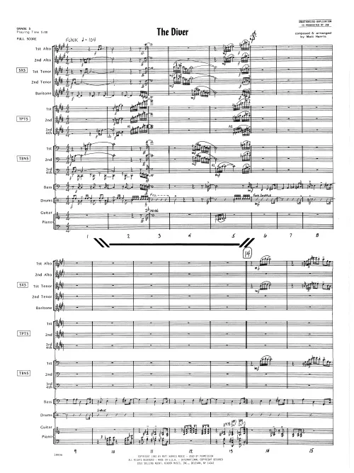 Kendor Music The Diver partitura Full Score funk