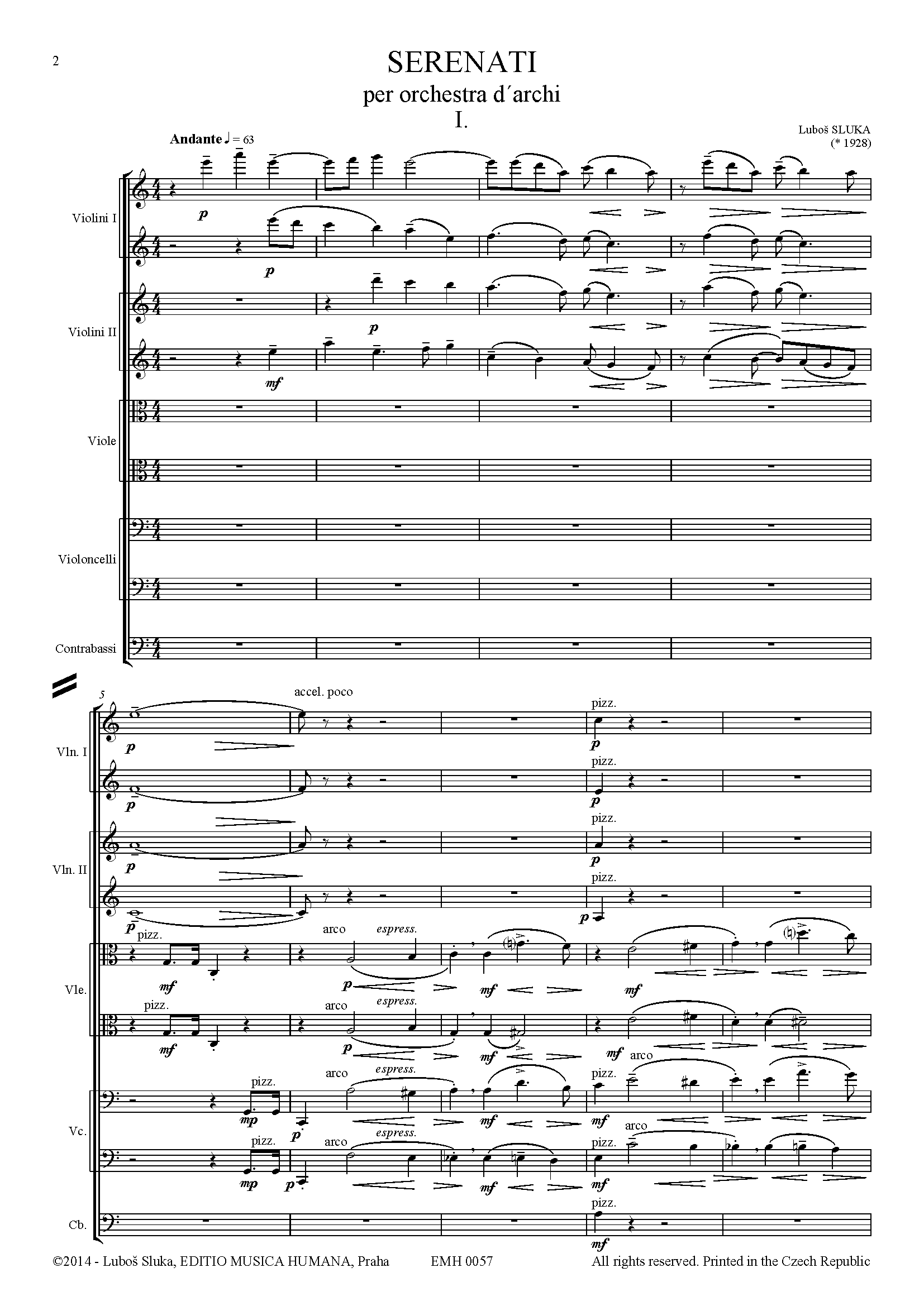 Editio Musica Humana Serenati noty pro smyčcový orchestr 54 stran