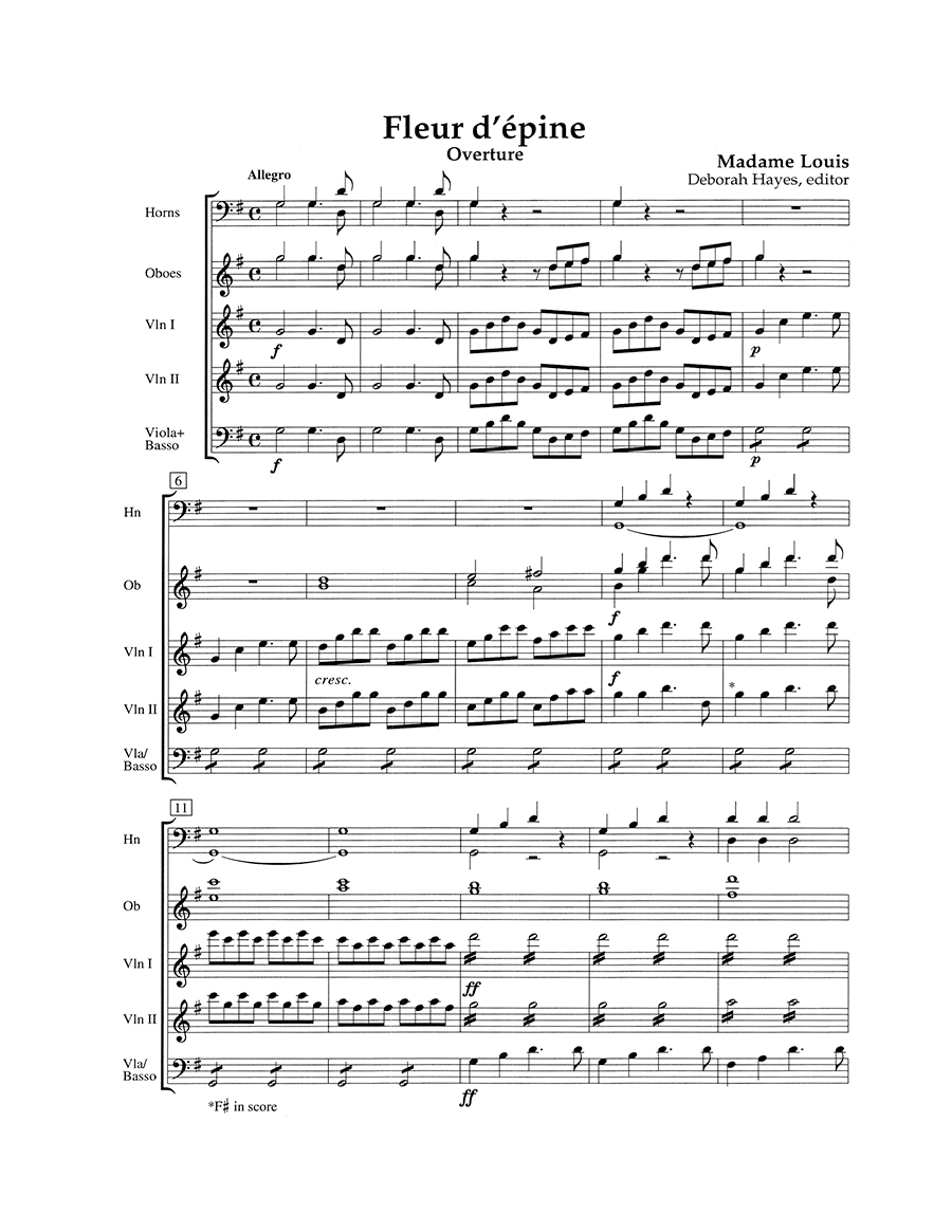 Hildegard Fleur d'épine předehra studijní partitura