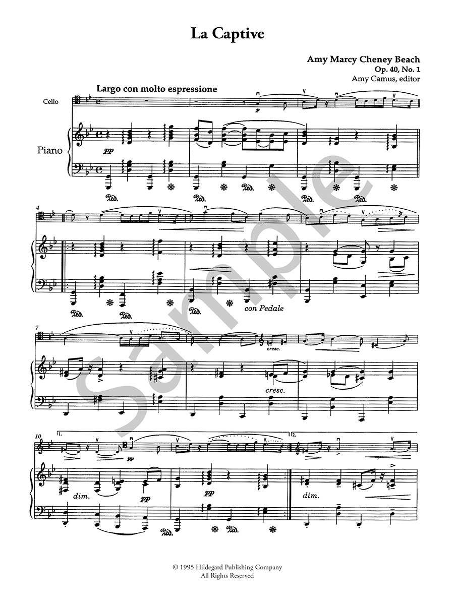 Hildegard Publishing Five Pieces for Cello and Piano Amy Beach noty
