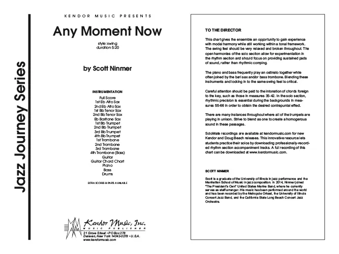Kendor Music Any Moment Now Full Score partitura swing