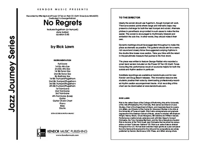 Kendor Music No Regrets Full Score partitura balada