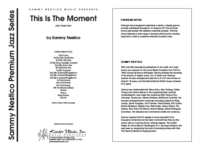 Kendor Music This Is The Moment partitura full score Basie