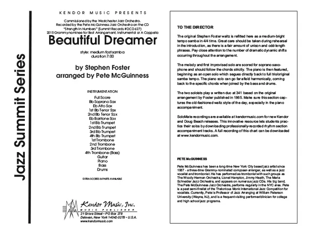 Kendor Music Beautiful Dreamer partitura samba pro orchestr