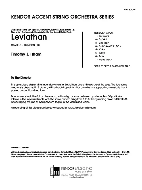 Kendor Music Leviathan partitura Full Score e dórská