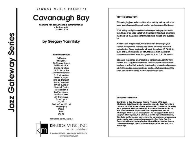 Kendor Music Cavanaugh Bay partitura full score 3:10