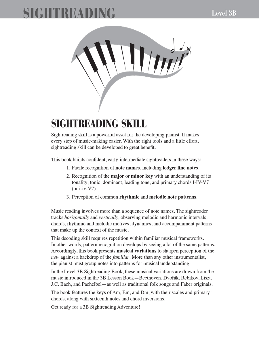 Faber Piano Adventures Level 3B Sightreading noty pro klavír