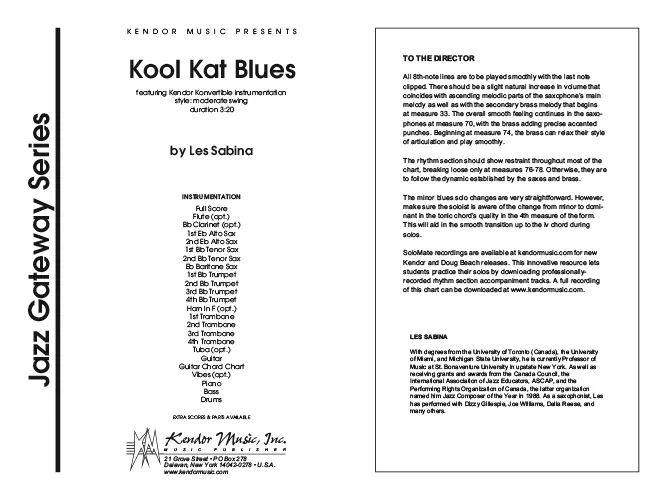 Kendor Music Kool Kat Blues Full Score partitura 3:20