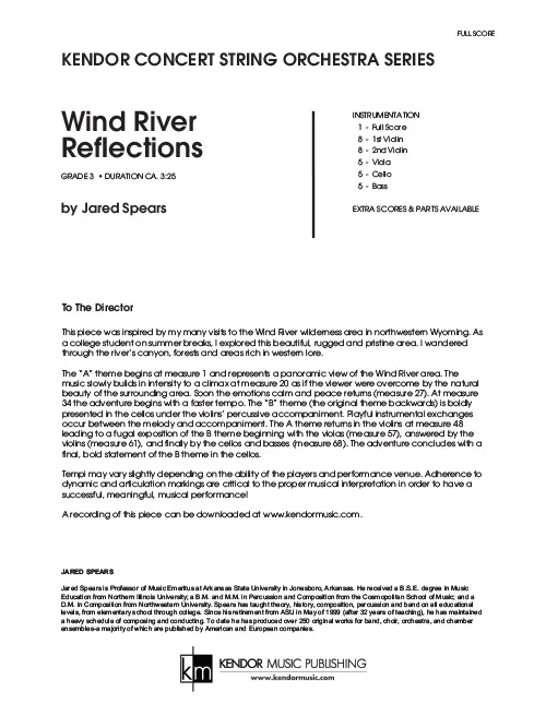 Kendor Music Wind River Reflections partitura full score pro orchestr