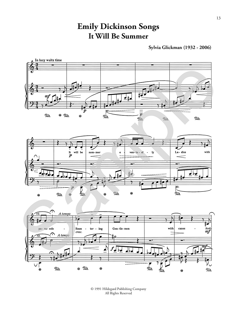 Hildegard Publishing Emily Dickinson Songs noty pro vysoký hlas