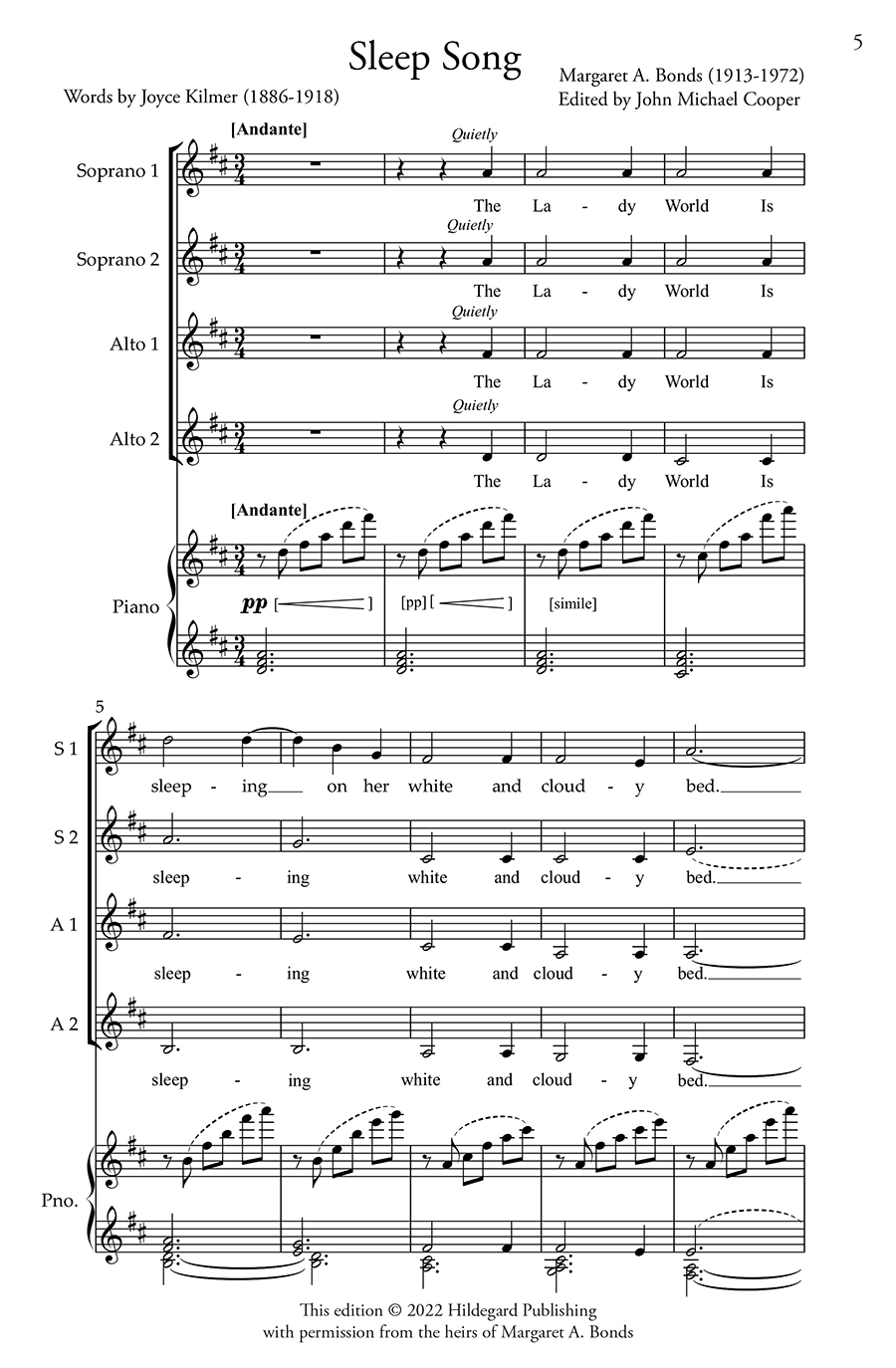 Hildegard Publishing Company Sleep Song noty pro ženský sbor SSAA