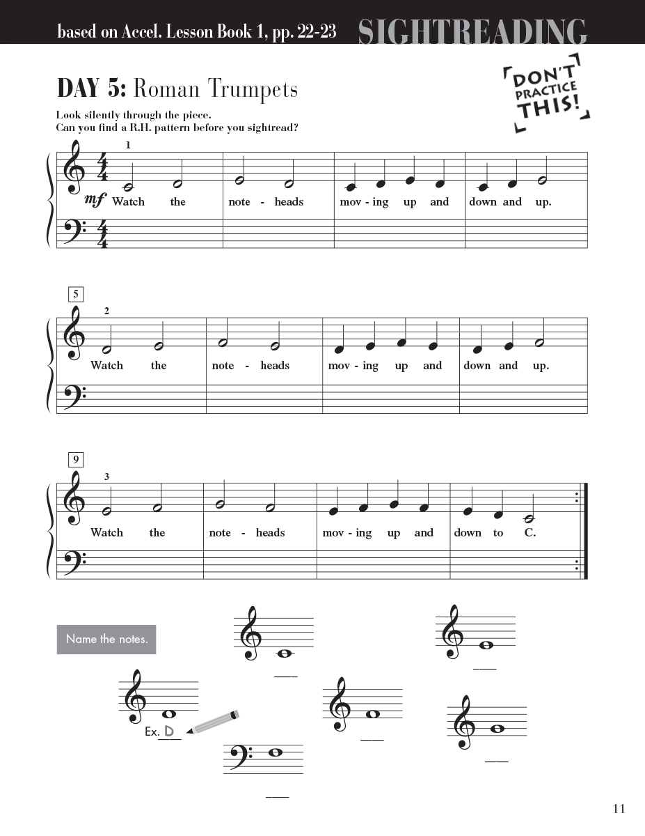 Faber Piano Adventures Accelerated Sightreading 1 noty z listu