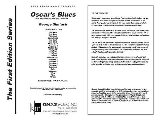 Kendor Music Oscar's Blues partitura full score swing