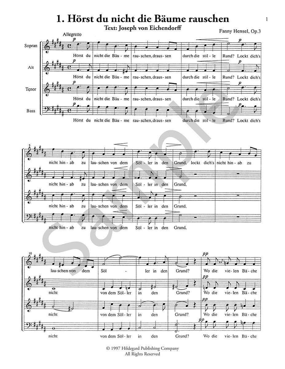 Hildegard Publishing Gartenlieder noty pro sbor SATB Hensel